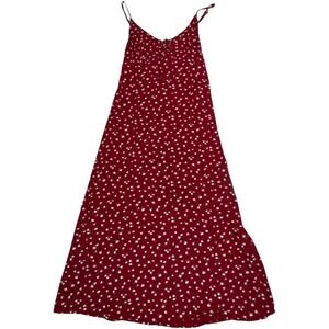 Hollister Red Floral Midi Dress Tie Front Side Zip Slip Boho Womens Small